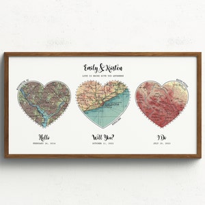 Custom Couple's Journey Map Prints From Our First Meeting to Our Forever Home – The Perfect Christmas Gift for Him & Her | Couple Story Maps