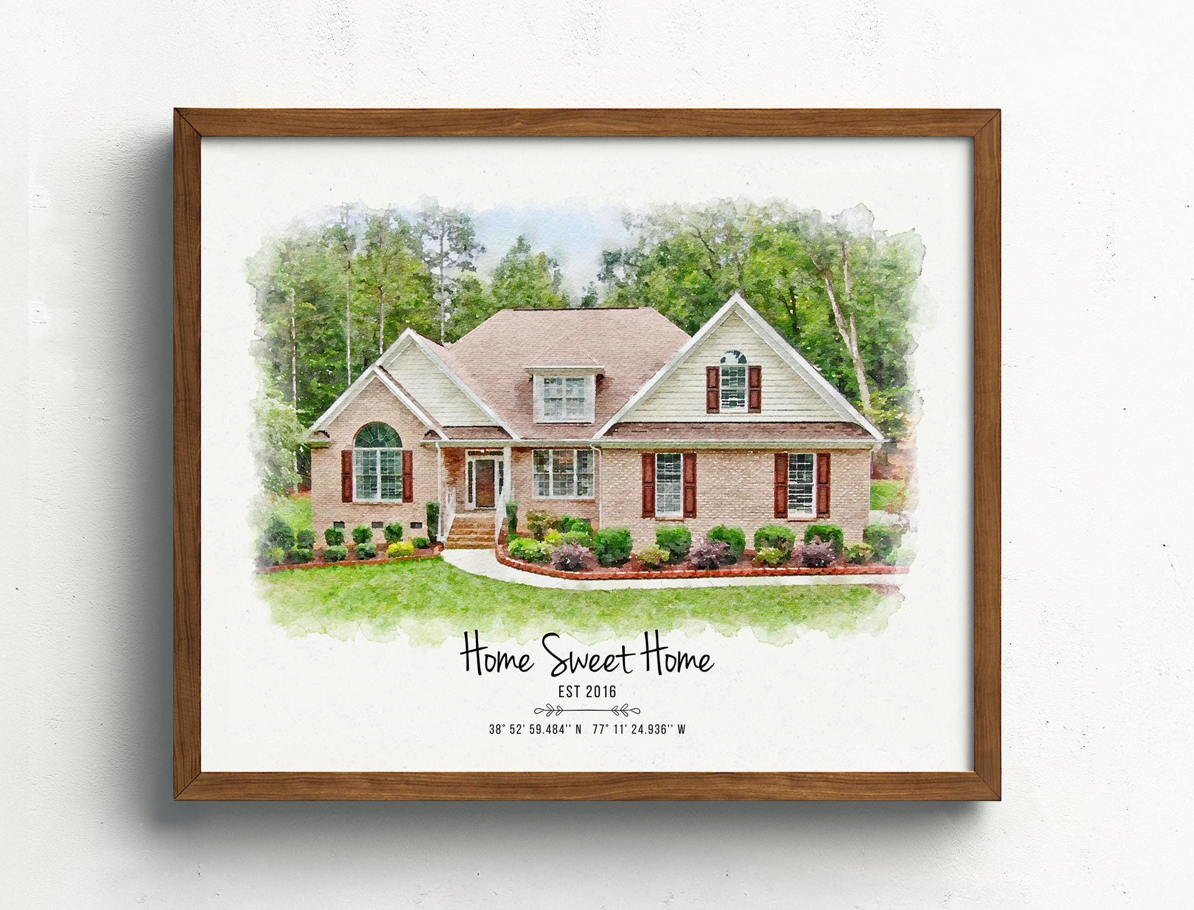 House Portrait Keepsake | Custom Watercolor Home Art | New Home Gift ...
