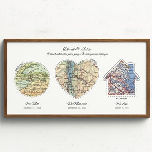 We Met, We Married, We Live Map Print | Personalized custom travel Map Print First Anniversary Gift | Custom Map Gift Idea for Christmas