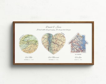 We Met, We Married, We Live Map Print | Personalized custom travel Map Print First Anniversary Gift | Custom Map Gift Idea for Christmas