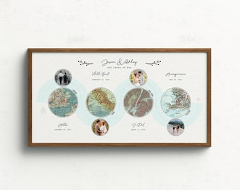 Wedding Couple Map Framed Canvas | Anniversary Map gift | Custom Map Wall Art | Wedding and Anniversary Gift Idea | Custom Family Map Prints