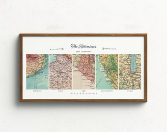 Met Engaged Married, Home is Where the Heart is: Customized Vintage Location Map Prints with Your Favorite Photos for Couples