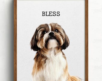 Pet Portrait, Custom Pet Portrait, Pet Memorial Gifts, Pet Portrait Gift, Watercolor Pet Portrait, Digital effect Pet Portraits from photo