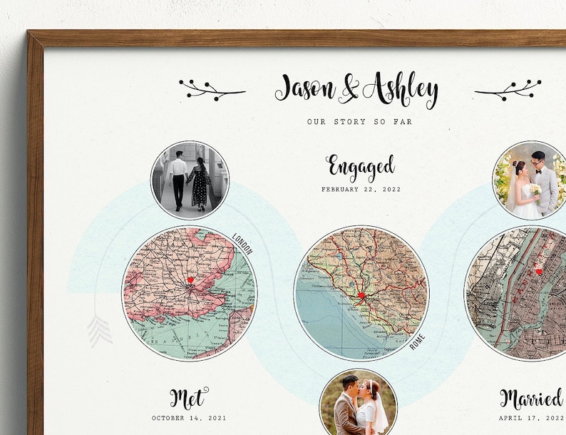 Personalized First Anniversary Map Canvas Print | Custom Family Travel ...