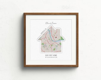 Custom Home Map, Our First Home, Personalised Housewarming Gift, Our First Home Gift Map, Our First Home, Our Home Map, Gift from friends