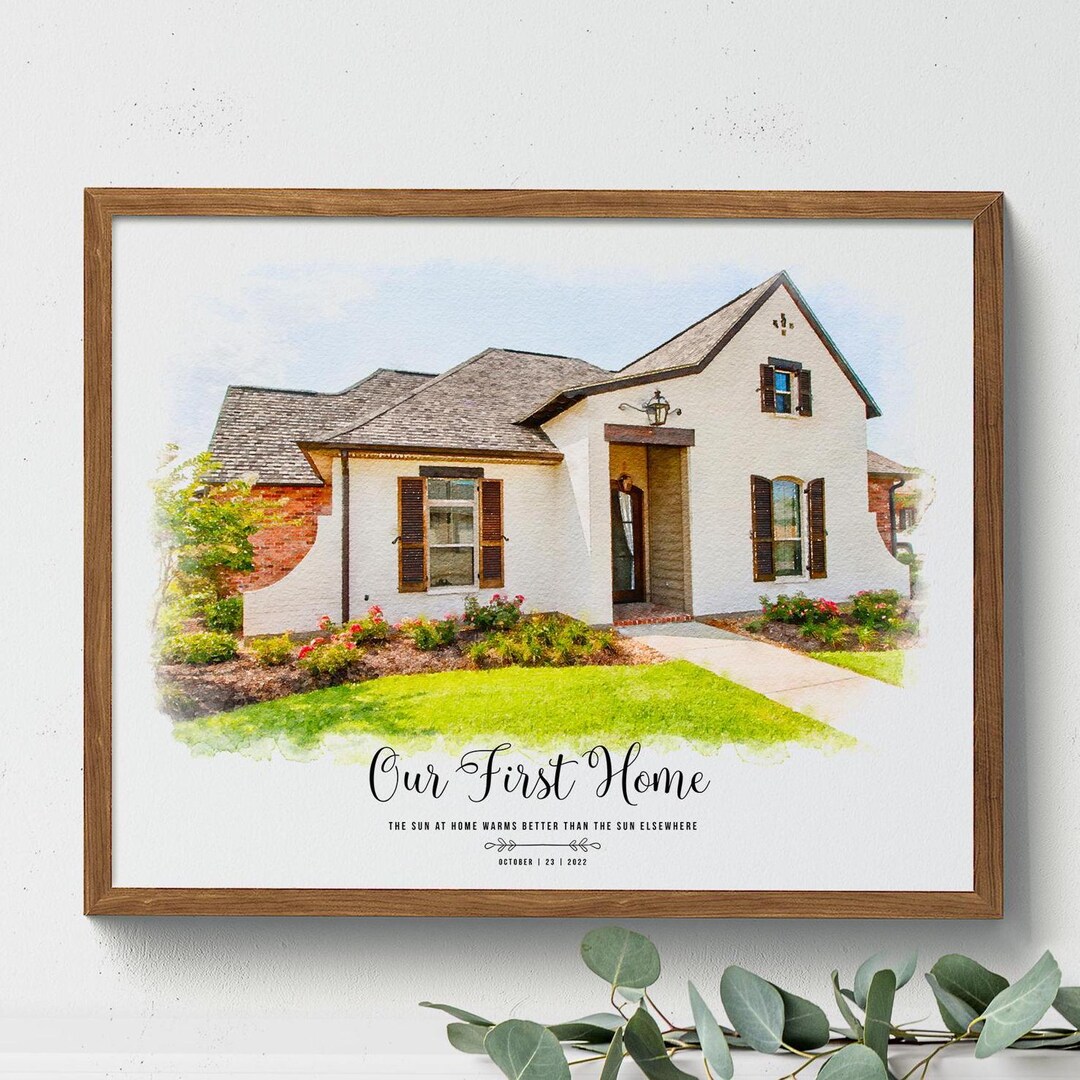 Custom Watercolor House Painting, New Home Housewarming Gift From Photo ...