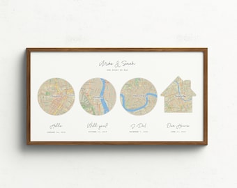 Hello, Will You, I Do Custom Map Printable, Met Engaged Married Map, Gifts For Him, Wedding Gifts, Our Story So Far, Personalised Couple Map