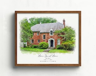 Custom House Portrait | New Home Gift | Watercolor Painting from Photo | Personalized Family Keepsake | Housewarming Present | Unique Gift
