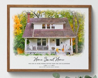 Watercolor House Painting | Personalized Mother’s Day Gift | Custom Home Art for Mom | Unique Gift for Grandma & Mom | Family Home Keepsake