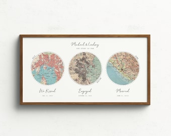 3 Location Adventure Map For Boyfriend, Paper Anniversary Gifts For Men, Wedding Gift & Anniversary gifts for couples, Hello Will You I Do