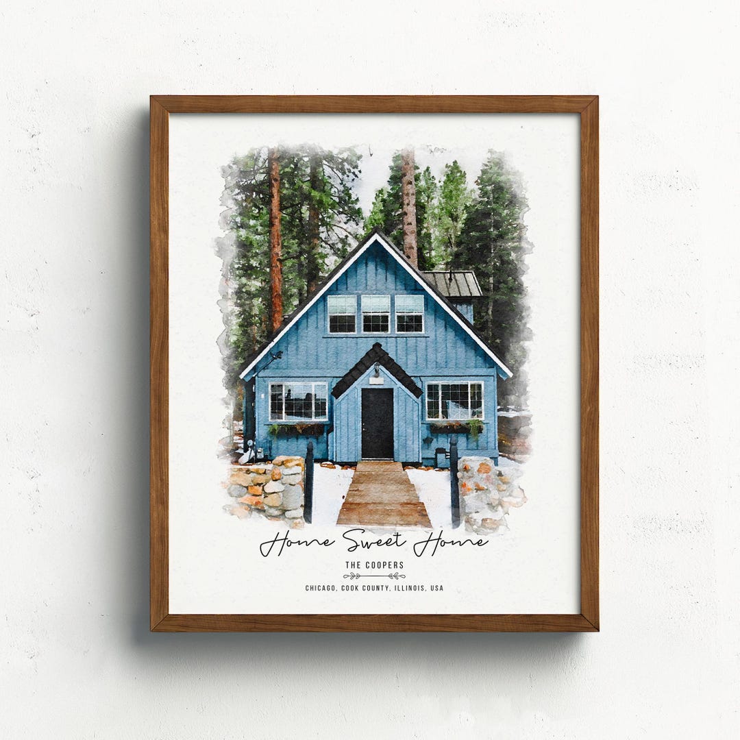 Custom House Portrait | Watercolor Home Print | Mother’s Day Gift From ...
