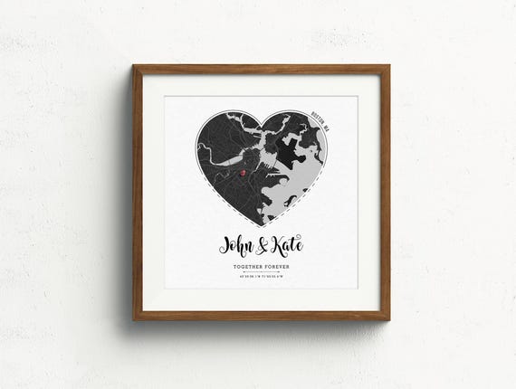 Where We Met Map, Where It All Began, Couple Map Gift for her, Personalized Map Gift for him, Custom Map Anniversary Gift & Valentines Gift