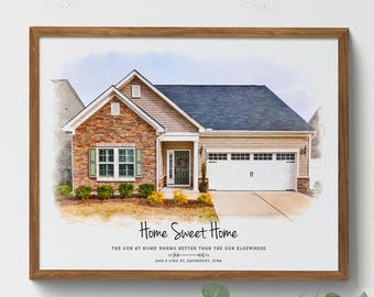 Custom House Portrait | Housewarming Gift | First Home Gift | Home Illustration | Watercolor Home Portrait | Home Art | Realtor Closing Gift