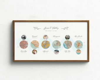 Christmas Gift for Couple, Travel Map Pints for Couple, Christmas gift Ideas for Couple, Custom Couple Map Prints for Husband, Wife, Her,Him
