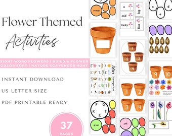 Flower Preschool Activity Bundle, Homeschool Learning (Digital Download)