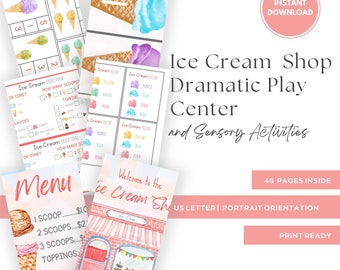 Ice Cream Shop Dramatic Play Center and Sensory Bin Activities, Pretend Play, Classroom Dramatic Play, Playroom, Preschool, Homeschool