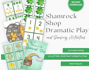St. Patrick's Day Shamrock Shop Dramatic Play Center, Preschool Printable (Digital Download)