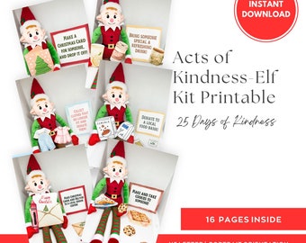 Christmas Kindness Elf Kit Printables, 25 Days (Digital Download)