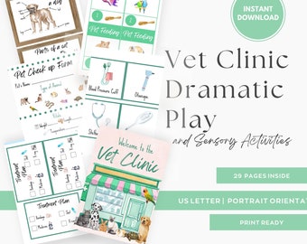 Vet Clinic/Animal Hospital Dramatic Play Center and Sensory Bin Activities, DIGITAL DOWNLOAD