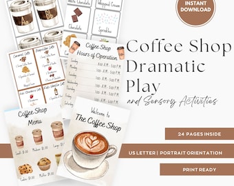 Coffee Shop Dramatic Play Center and Activities, DIGITAL DOWNLOAD