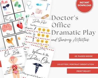 Doctor Dramatic Play Printables, Sensory Bin Activities (Instant Download)