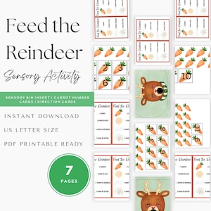Feed the Reindeer Sensory Activity and Direction Cards, DIGITAL DOWNLOAD