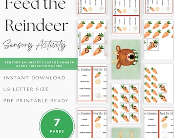Feed the Reindeer Sensory Activity and Direction Cards, DIGITAL DOWNLOAD