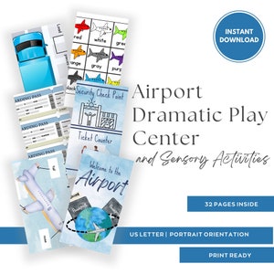 Juego dramático en el aeropuerto, juego de simulación, juego dramático en el aula, sala de juegos, preescolar imprimible, DESCARGA DIGITAL