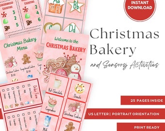 Christmas Bakery Dramatic Play Center and Sensory Activities, DIGITAL DOWNLOAD