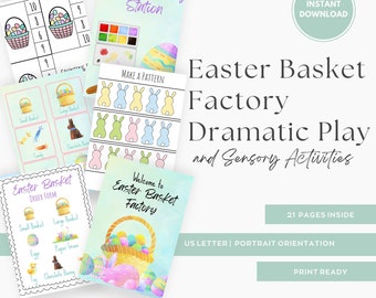 Easter Bunny Factory Dramatic Play Center, Printable Sensory Activities (Digital Download)