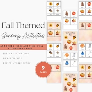 Actividades de contenedores sensoriales temáticos de otoño/otoño, tarjetas de 3 partes, buscar y encontrar, DESCARGA DIGITAL