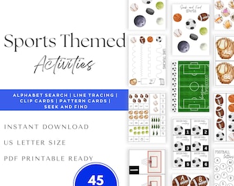 Sports Learning Printable Bundle, Preschool Activities (Digital Download)