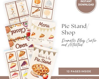 Pie Shop Dramatic Play Printables, Homeschool Pretend Play (Digital Download)