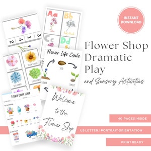 Flower Shop Dramatic Play Center, Flower Market, Sensory Activities, Play Dough Mats, Pretend Play for Kids,INSTANT DOWNLOAD- PDF Printable