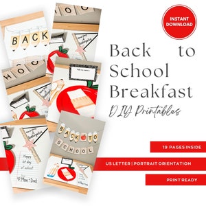 Back to School Breakfast, First Day of School, DIY Breakfast Printables, First Day of School Party, School Decor, Back to School Celebration