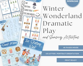 Winter Wonderland Dramatic Play Printables, Sensory Activities (Digital Download)