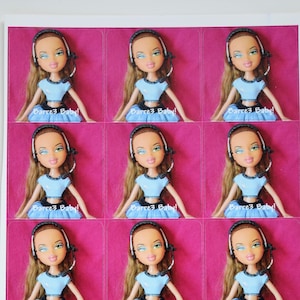 Barre3 Cutie Sticker Sheets, 12 stickers, Bratz Doll Inspired, Hot Pink, Microphone, Fitness Instructor. Yasmin Bratz Doll Inspo