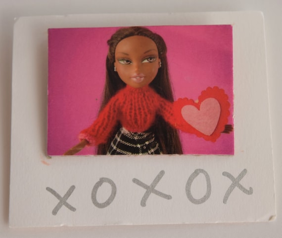 Valentine Sweet Heart Pin, Bratz Doll Inspired, Doll Art, Jewelry Pin 1.75  X 2.5 Size, Pink and Red, Sasha Bratz Doll Inspo 