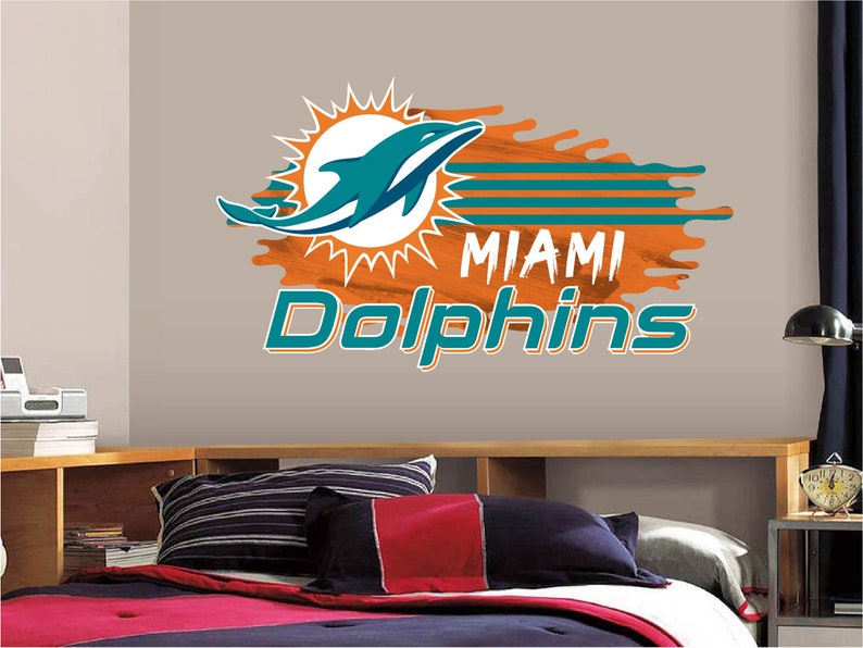 Miami Dolphins Logo Wall Decal Sticker Home Decor Custom Vinyl Etsy