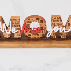 Idea regalo per la festa della mamma/Cartello 3D per la mamma/Regalo per la mamma/Cartello per la mamma/Mamma/Nonna/Grammy/Mima Realizzato a mano in legno di noce e faggio
