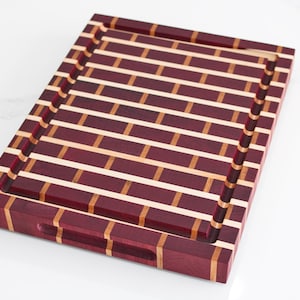 Purple Heart Maple End Grain Snijplank: Brick Design Butcher Block