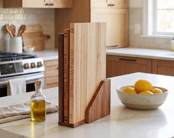 Walnut Cherry Maple Book Cutting Board Set | Library Charcuterie Set with Stand | Engraved Book Lover Gift | Handmade USA