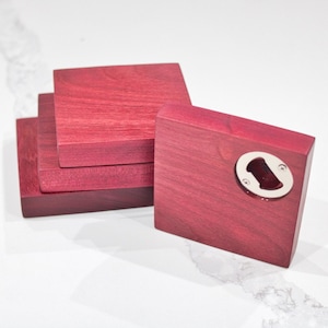 Purple Heart Personalizable Coasters - with Bottle Opener - Set of 4