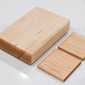 Maple Face Grain Bar Board with Matching Coasters - Handmade Citrus Board and Bar Set - Perfect for any Gift
