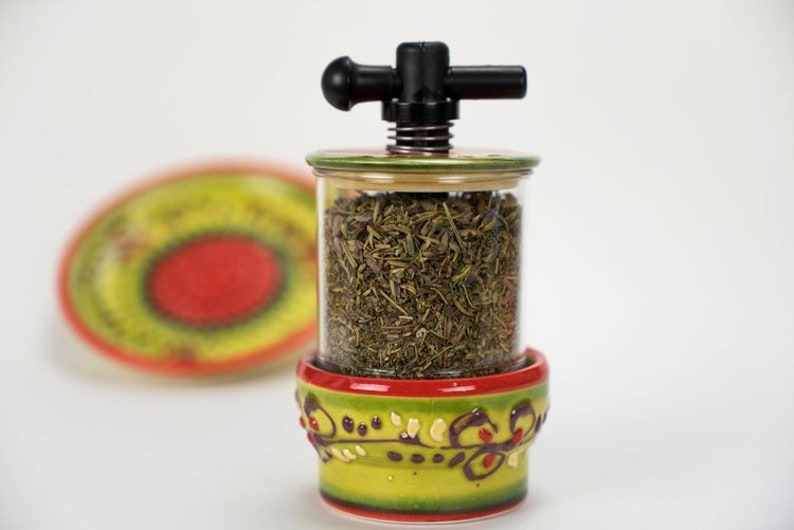 Dry Herb Mill / Herbs De Provence Grinder in Lime 1985 Pattern Etsy