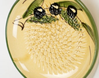 Handcrafted Ceramic Garlic Grater: Mediterranean Olive Design