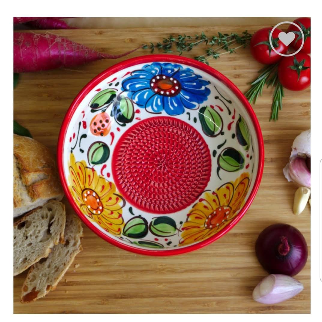 large Mediterranean rasp bowl ceramic grater from Spain