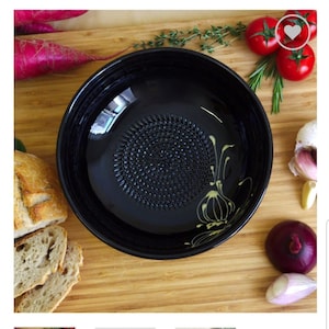 Large Rasp Bowl for Marinades and Dressings Noir (black) Pattern Set #1949