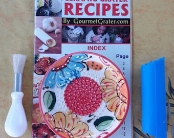 Forbes Edition Handcrafted Ceramic Garlic Grater Plate: Brush,  Peeler, and Recipe Book Included