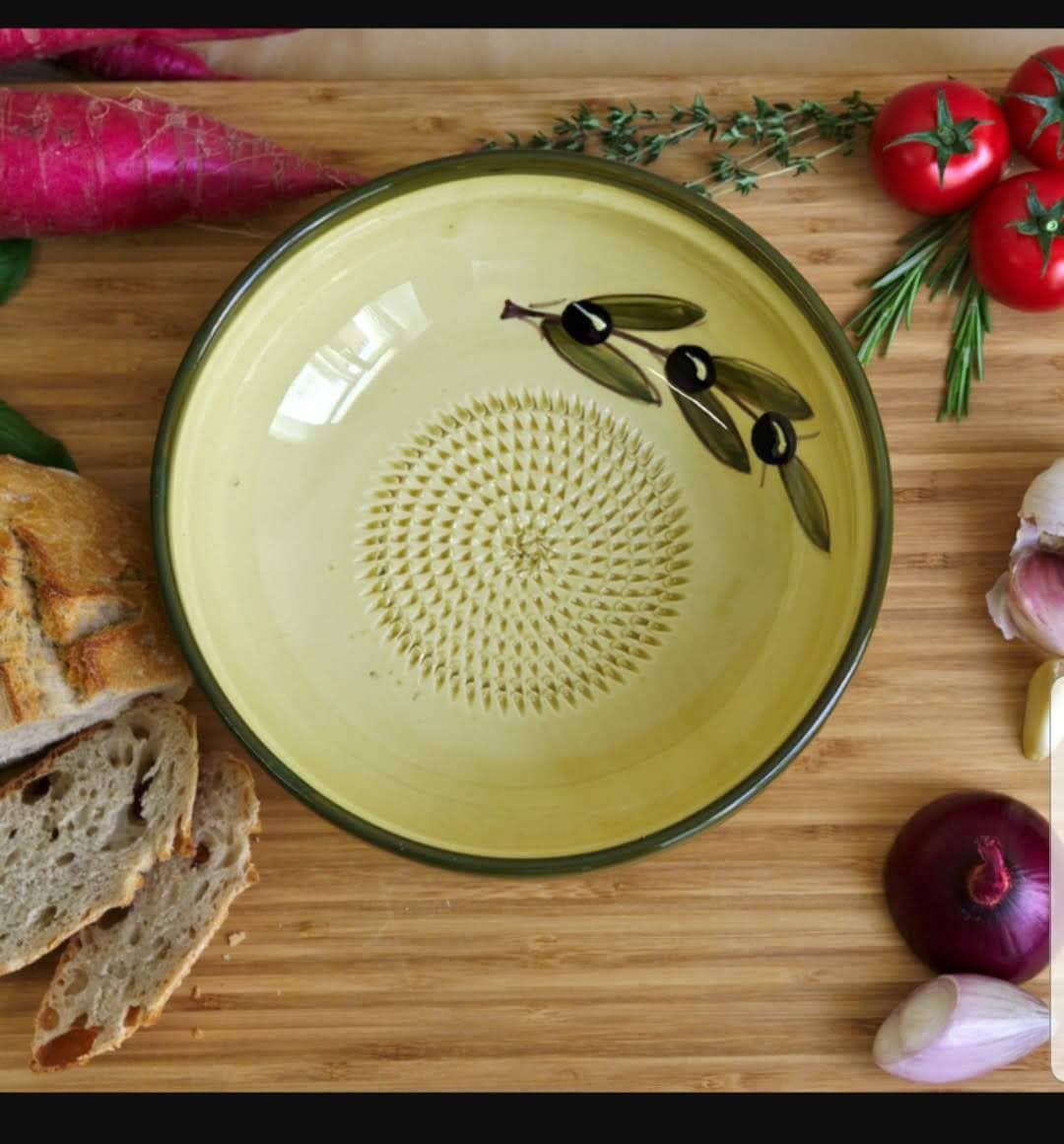 Olive Rasp Large Rasp Bowl for Marinades and Dressings Classic Olive Pattern Set ...